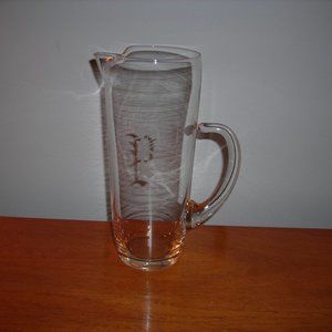 Beautiful MARTINI PITCHER with the initial "P" etched on front